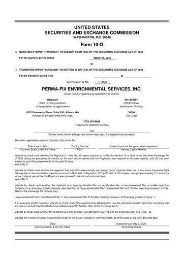 Miniature Perma-Fix Environmental Services 10-Q Rapport trimestriel 2025 
