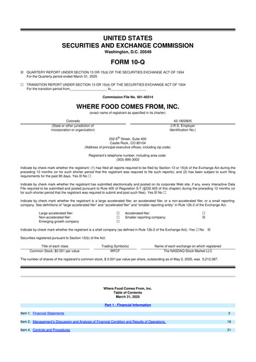 Vorschaubild Where Food Comes From 10-Q Quartalsbericht 2025 
