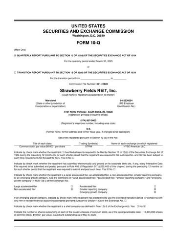 Thumbnail Strawberry Fields REIT 10-Q Quarterly Report FY2025 