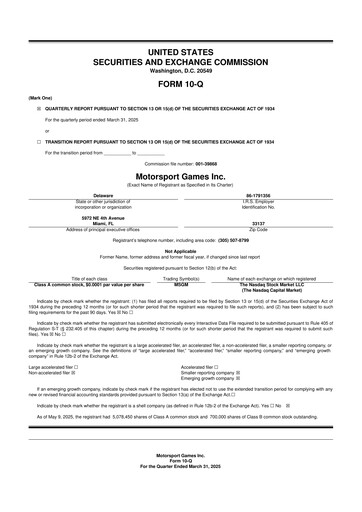 Thumbnail Motorsport Gaming 10-Q Quarterly Report FY2025 