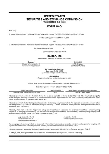 Miniature Imunon 10-Q Rapport trimestriel 2025 