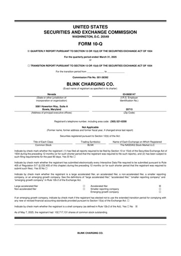 Miniature Blink Charging
 10-Q Rapport trimestriel 2025 
