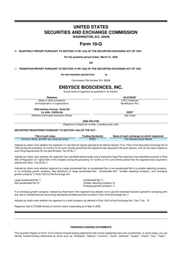 Thumbnail Ensysce Biosciences 10-Q Quarterly Report FY2025 