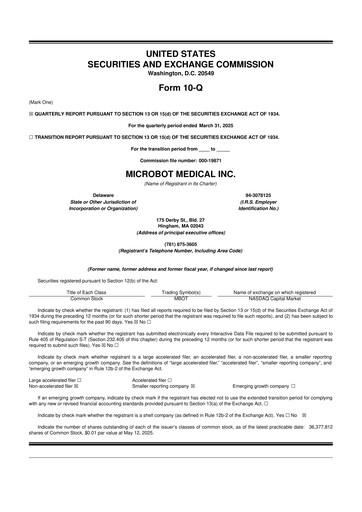 Miniature Microbot Medical
 10-Q Rapport trimestriel 2025 