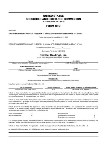 Thumbnail Red Cat Holdings 10-Q Quarterly Report FY2025 