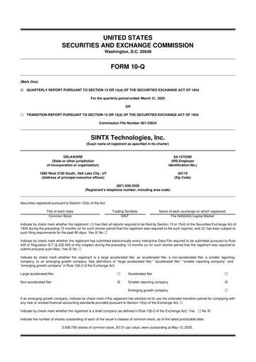 Thumbnail SINTX Technologies
 10-Q Quarterly Report FY2025 