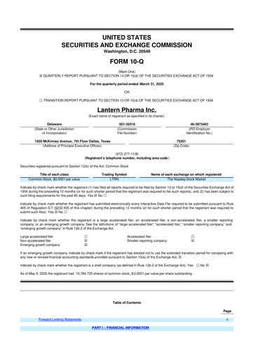 Thumbnail Lantern Pharma 10-Q Quarterly Report FY2025 