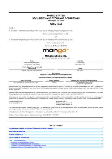 Miniature Mangoceuticals 10-Q Rapport trimestriel 2025 