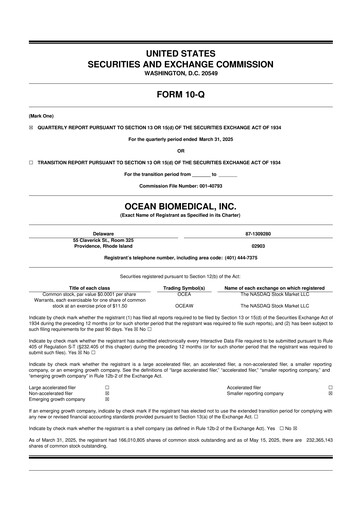 Miniature Ocean Biomedical 10-Q Rapport trimestriel 2025 
