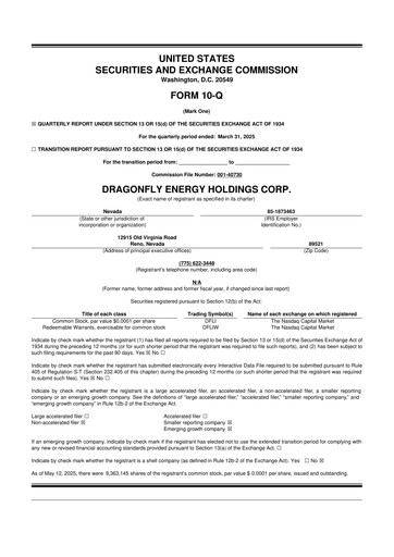 Miniature Dragonfly Energy 10-Q Rapport trimestriel 2025 