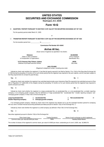 Thumbnail Arrive AI 10-Q Quarterly Report FY2025 