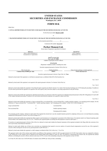 Thumbnail Perfect Moment 10-K Annual Report 2025