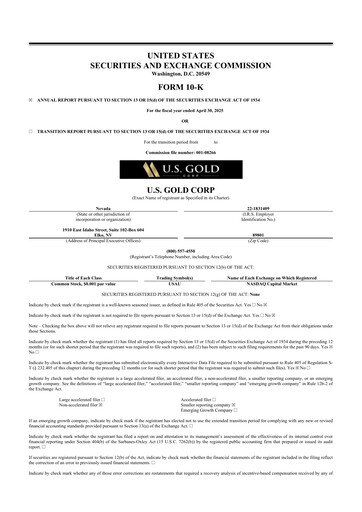 Thumbnail U.S. Gold Corp 10-K Annual Report 2025