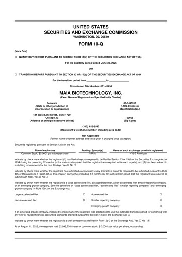 Thumbnail MAIA Biotechnology 10-Q Quarterly Report FY2025 