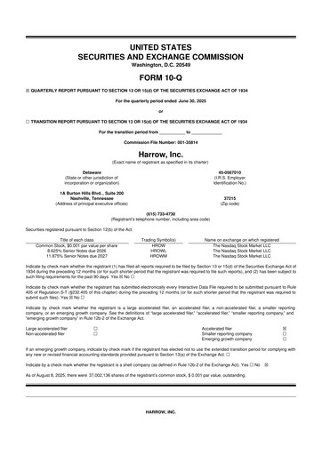 Vorschaubild Harrow, Inc. 10-Q Quartalsbericht 2025 