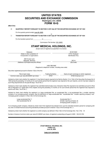 Thumbnail Xtant Medical 10-Q Quarterly Report FY2025 