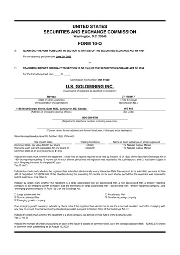 Thumbnail U.S. GoldMining 10-Q Quarterly Report FY2025 