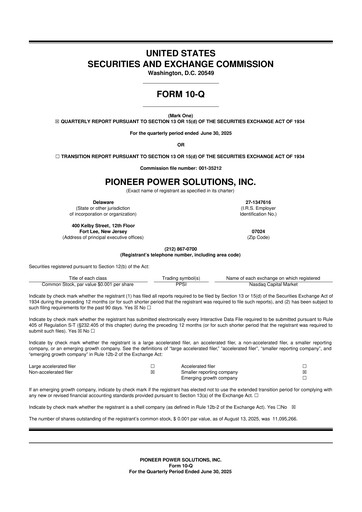 Thumbnail Pioneer Power Solutions 10-Q Quarterly Report FY2025 