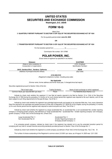 Thumbnail Polar Power
 10-Q Quarterly Report FY2025 