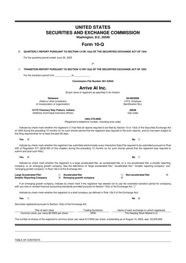 Thumbnail Arrive AI 10-Q Quarterly Report FY2025 