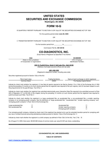 Thumbnail Co-Diagnostics
 10-Q Quarterly Report FY2025 
