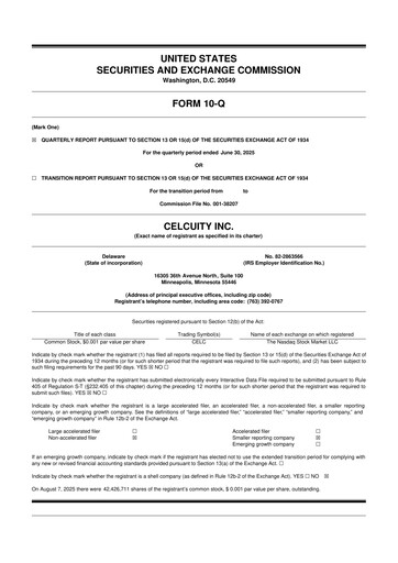 Thumbnail Celcuity Inc. 10-Q Quarterly Report FY2025 