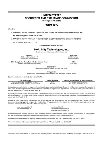 Miniature bioAffinity Technologies 10-Q Rapport trimestriel 2025 