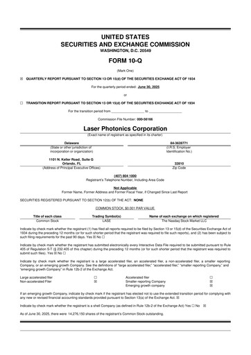 Vorschaubild Laser Photonics 10-Q Quartalsbericht 2025 