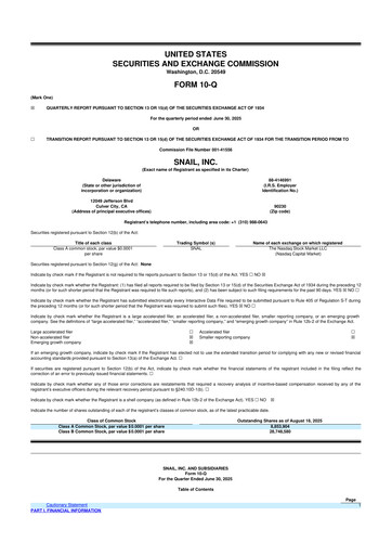 Thumbnail Snail Inc 10-Q Quarterly Report FY2025 