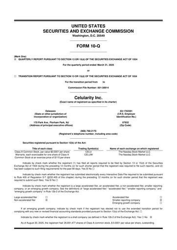 Thumbnail Celularity 10-Q Quarterly Report FY2025 