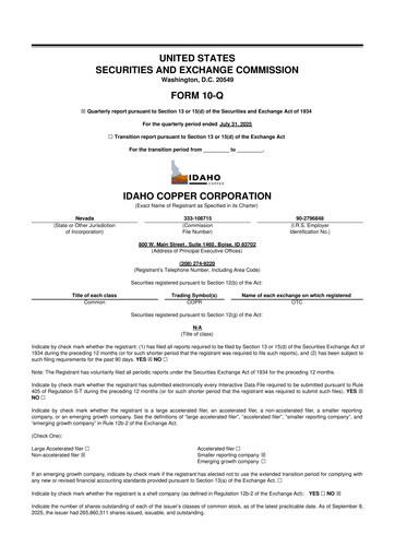 Thumbnail Idaho Copper Corporation 10-Q Quarterly Report FY2026 