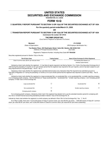 Thumbnail The RMR Group
 10-Q Quarterly Report FY2020 