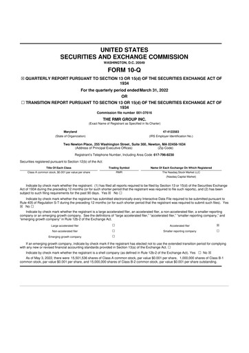 Thumbnail The RMR Group
 10-Q Quarterly Report FY2022 