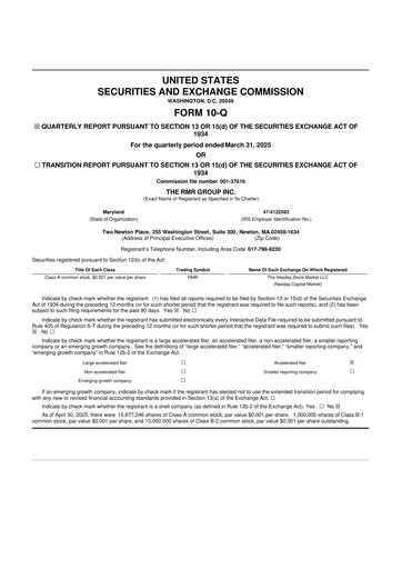 Thumbnail The RMR Group
 10-Q Quarterly Report FY2025 