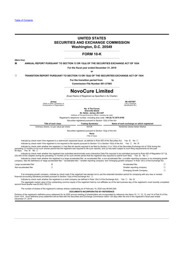 Thumbnail Novocure
 10-K Annual Report 2019