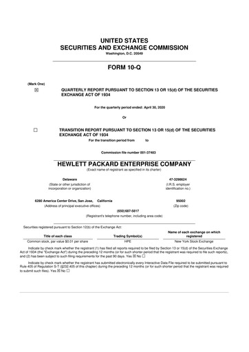 Thumbnail Hewlett Packard Enterprise 10-Q Quarterly Report FY2020 