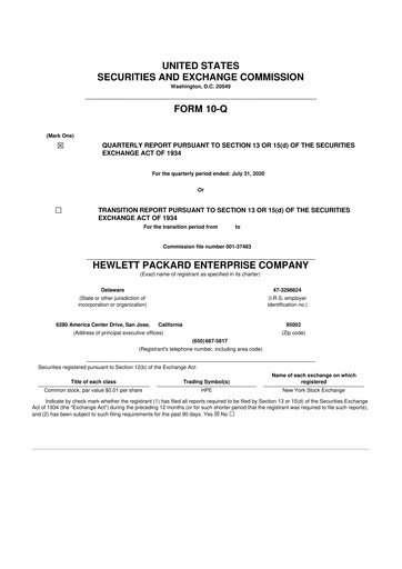 Thumbnail Hewlett Packard Enterprise 10-Q Quarterly Report FY2020 