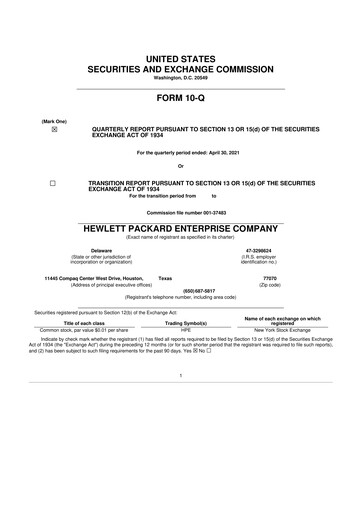 Thumbnail Hewlett Packard Enterprise 10-Q Quarterly Report FY2021 