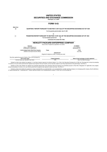 Thumbnail Hewlett Packard Enterprise 10-Q Quarterly Report FY2021 