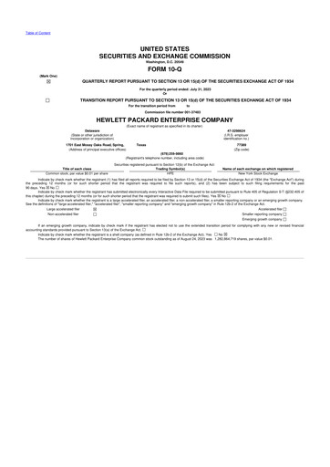 Thumbnail Hewlett Packard Enterprise 10-Q Quarterly Report FY2023 