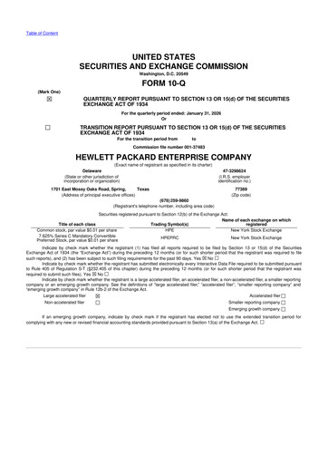 Thumbnail Hewlett Packard Enterprise 10-Q Quarterly Report FY2026 
