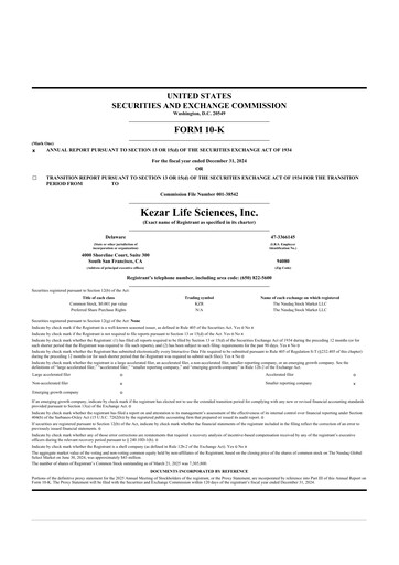 Thumbnail Kezar Life Sciences 10-K Annual Report 2024