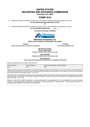 Thumbnail Albertsons 10-Q Quarterly Report FY2019 