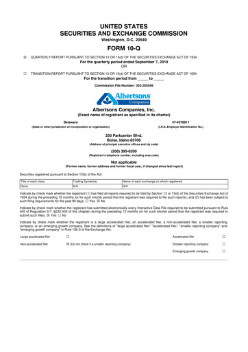 Thumbnail Albertsons 10-Q Quarterly Report FY2019 