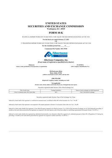 Thumbnail Albertsons 10-K Annual Report 2021