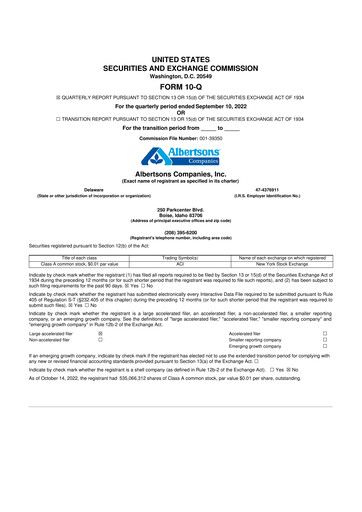 Thumbnail Albertsons 10-Q Quarterly Report FY2022 