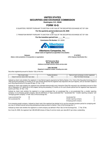 Thumbnail Albertsons 10-Q Quarterly Report FY2026 