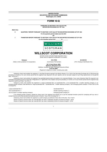 Miniature WillScot 10-Q Rapport trimestriel 2018 