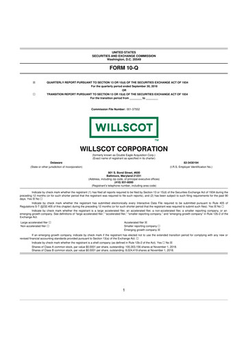 Miniature WillScot 10-Q Rapport trimestriel 2018 
