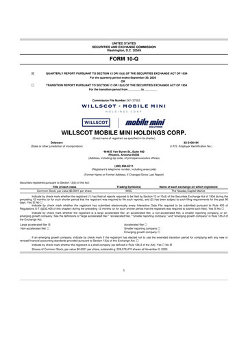 Miniature WillScot 10-Q Rapport trimestriel 2020 